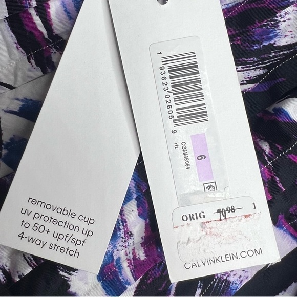 Calvin Klein Rosette Multi Island Feather Starburst One Piece Swimsuit - Picture 9 of 15